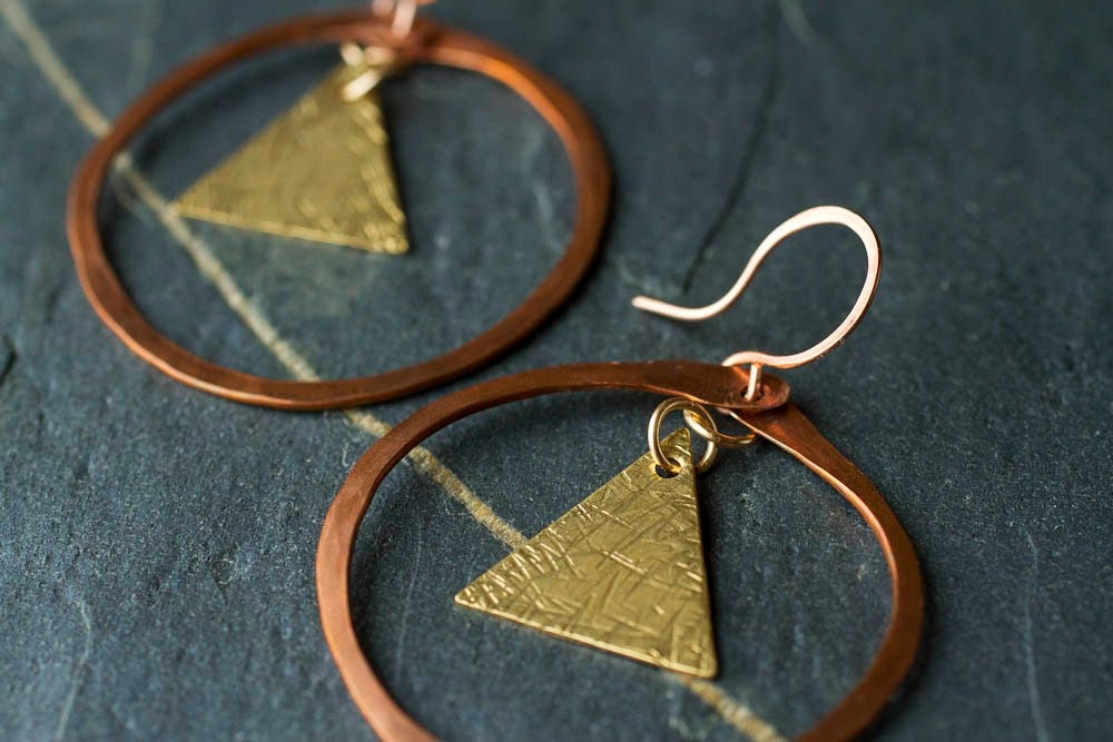 Mixed Metal Jewelry Copper Jewelry by RootsAndWingsJewelry on Etsy