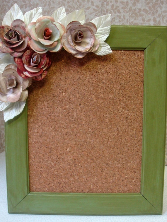 Memo Cork Board Frame Decorated with paper Roses FOR EMMA