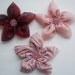 Pink Burgundy and Striped Flowers Handmade Appliques Embellishments(3 pcs)