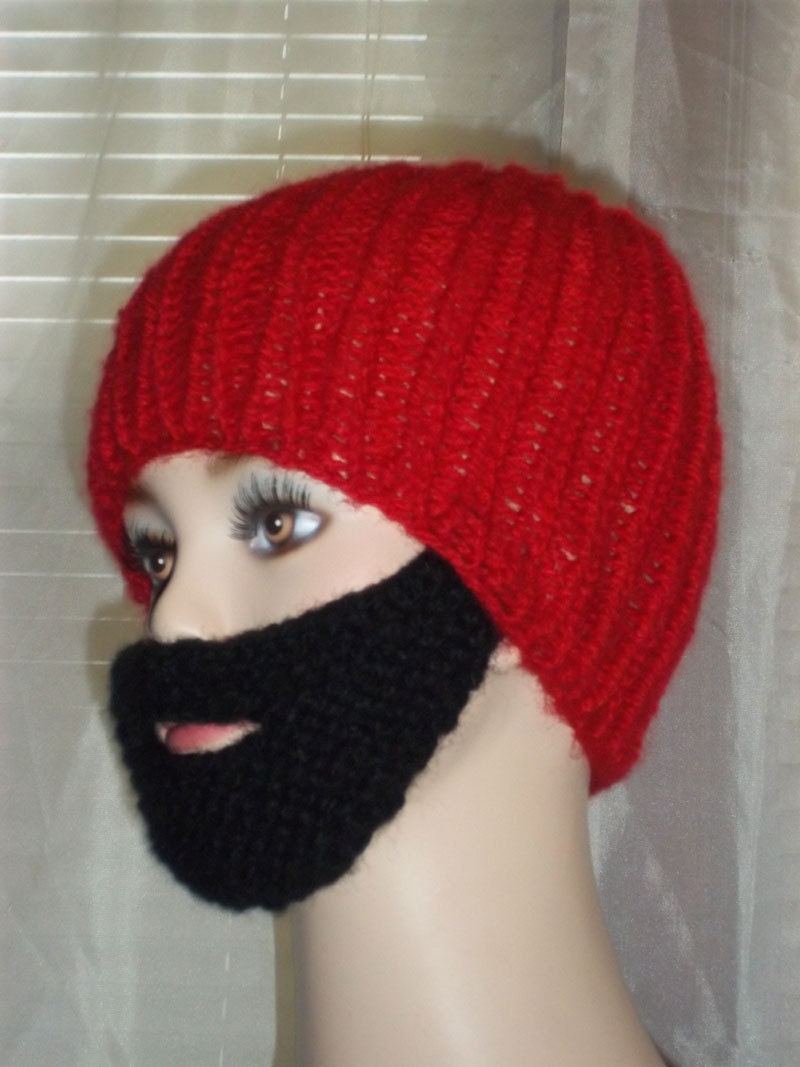 Pattern Bearded Beanie Hat Knitting