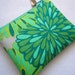 Padded Zip Pouch Coin Purse Gadget Case -WRENLY Bloom -flowers in greens gold aqua taupe