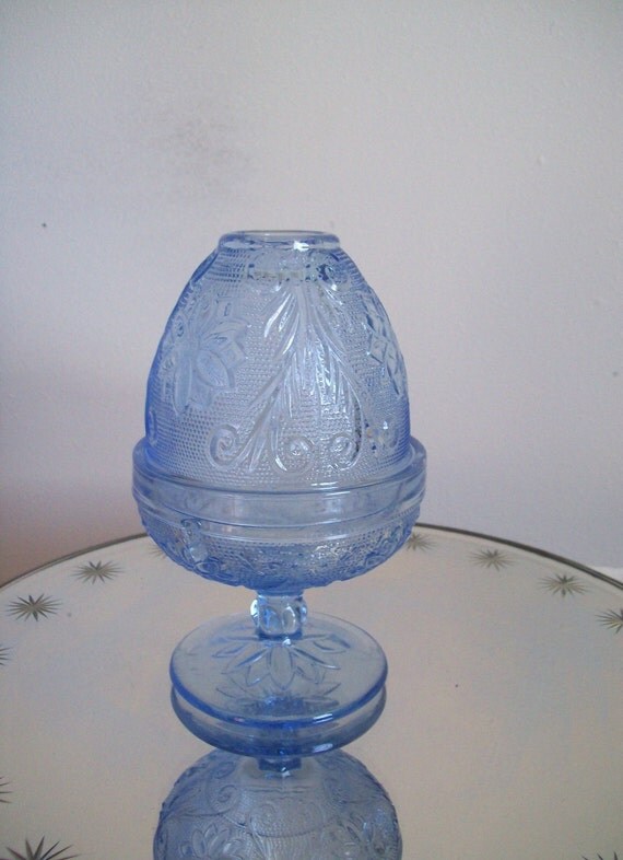 Vintage Indiana Glass Blue Fairy Lamp