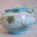 Antique beach and palm trees motif Nippon hand painted sugar bowl gorgeous and perfect 1891-1921