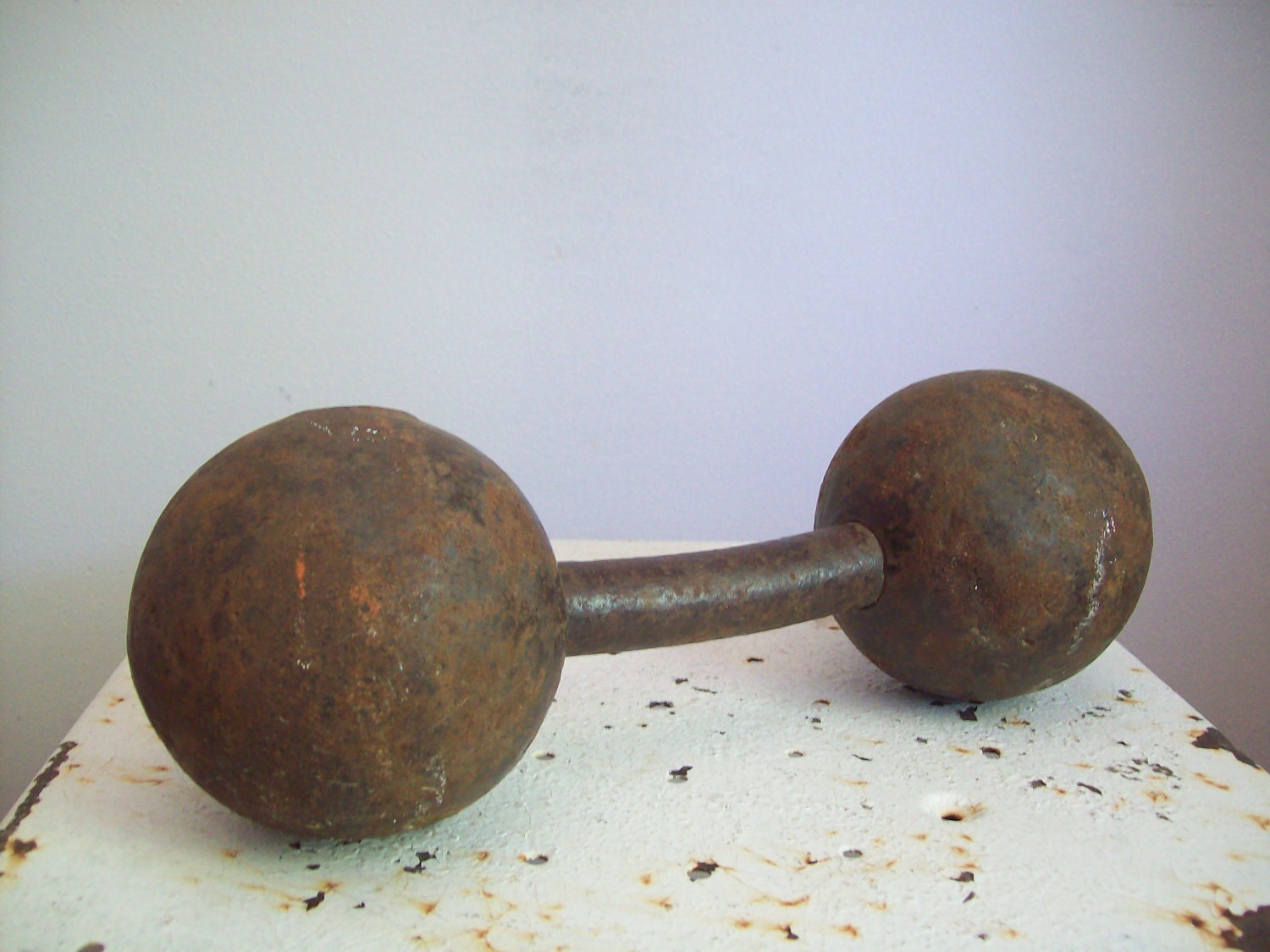 Antique cast iron dumbbell 20 pounds athletic collectable must