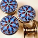 6 Cabinet Knobs / Blue and Red Clay over Metal