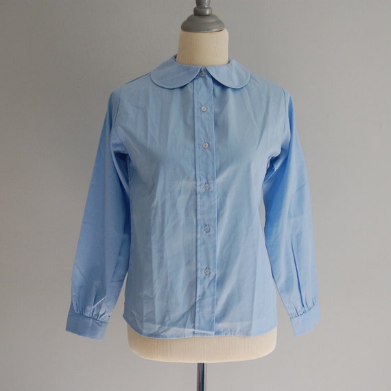 vintage BABY BLUE peter pan collar blouse by AdrianCompanyVintage