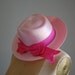 1970s COTTON CANDY straw fedora with pink bow