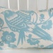 Decorative pillow cover - Throw pillow - 12x18 - Ivory - Light blue - Bird - Botanical - Thomas Paul - Designer fabric