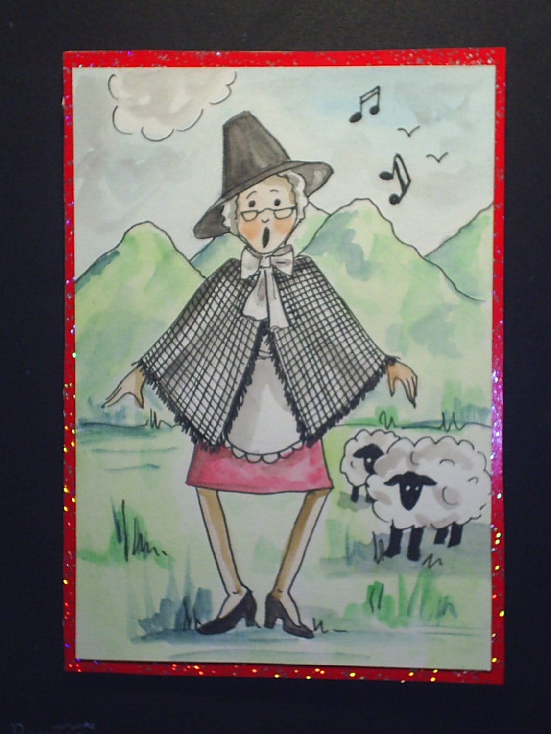 A Welsh Lady cartoon Greetings CARD