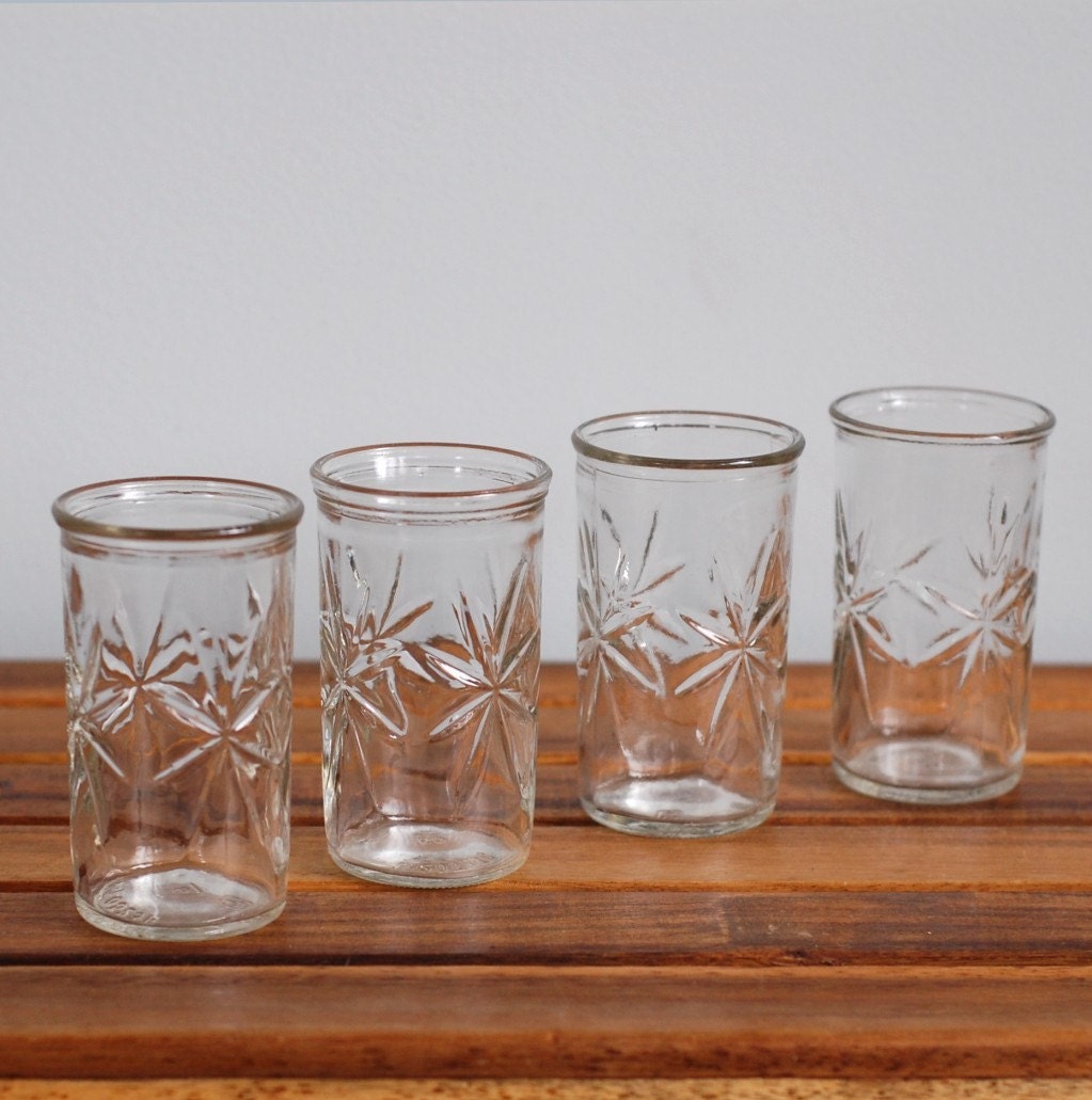 Sunburst Jelly Jar Drinking Glasses Set of Four