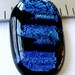 Dichroic Fused Glass Cabochon 37 X 23 mm Black and Blue