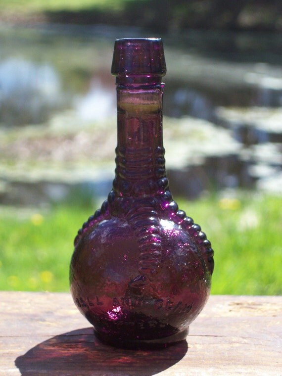 Bitters Bottle Small Purple Glass Ball and Claw Bitter