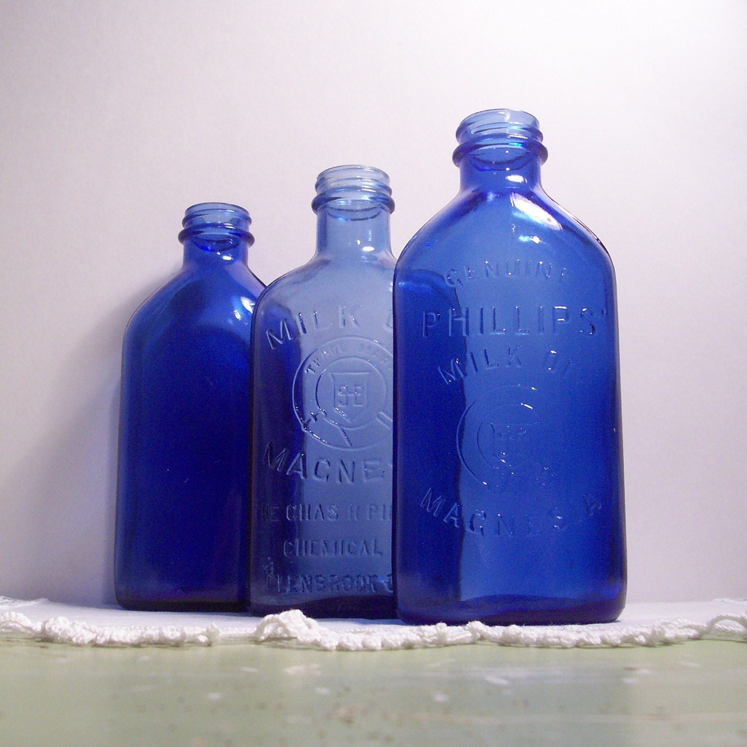 Vintage Cobalt Blue Glass Bottle Phillips Milk Of Magnesia