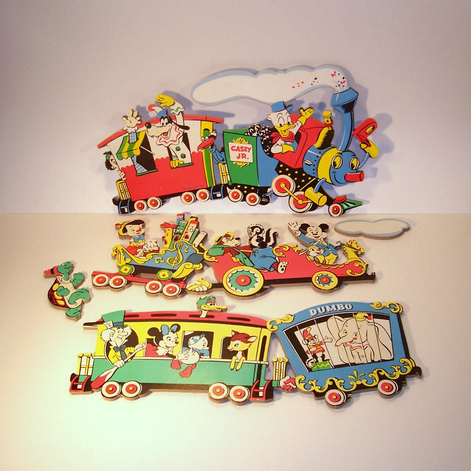 Vintage 60s Disney Wall Art Decor Casey Jr Circus Train Mickey