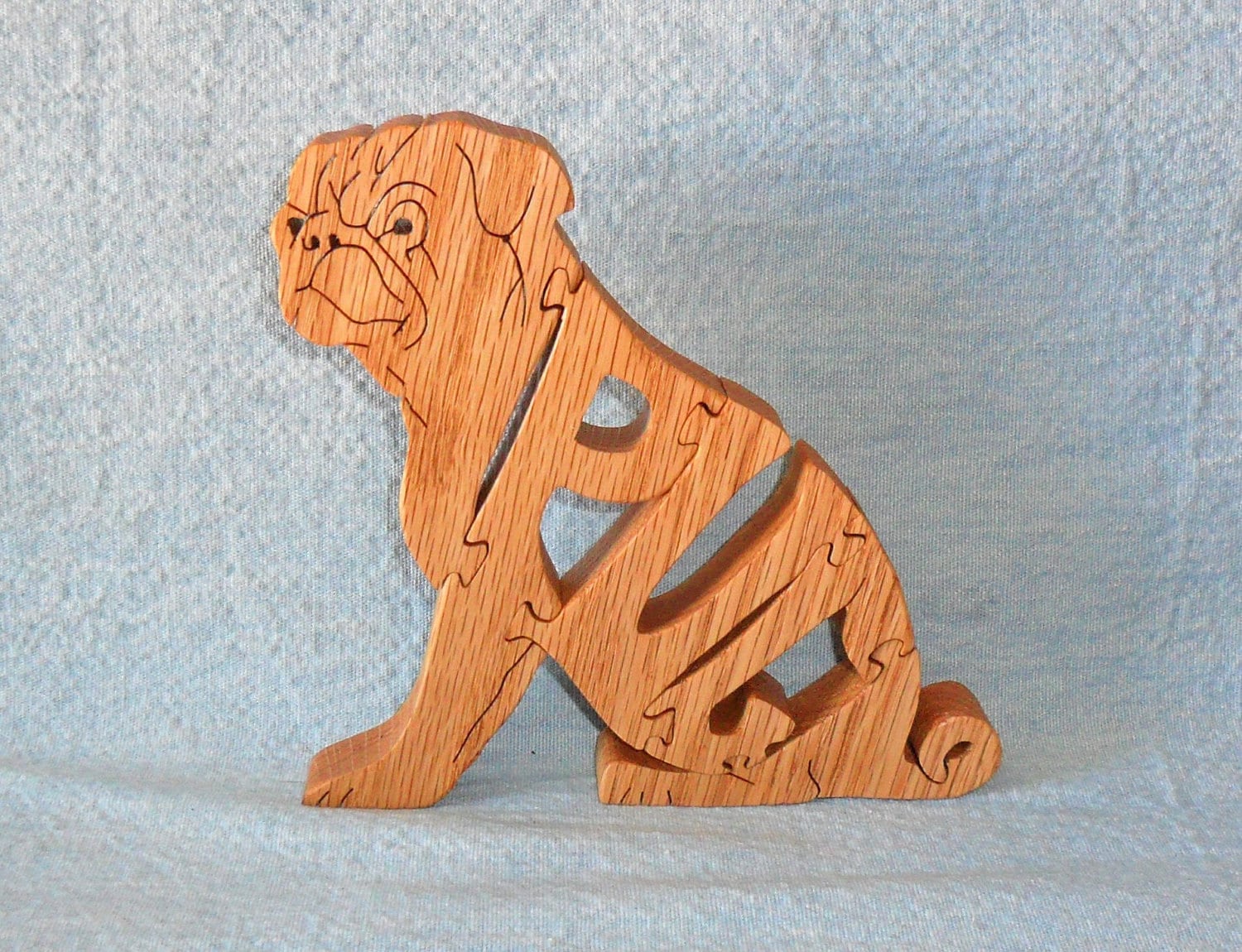 Pug Sitting Dog Breed Handmade Scroll Saw Wooden Puzzle