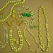 Vintage Lot 1960s Green White Brown Plastic & Glass 6 Necklaces 6 Pairs Earrings 2811