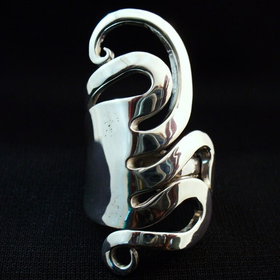 Items similar to Solid Sterling Silver Real Fork Ring Size 5 to 16 on Etsy