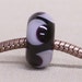 Handmade Lampwork Bead Large Hole European Charm Bead Black with Light Lavender Design