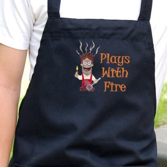 Mens Grilling Apron Chef Bib Apron with Pockets Embroidered
