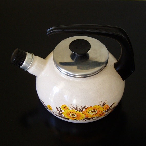 Porcelain Enamel Flower Tea Kettle Beautiful Anthropologie