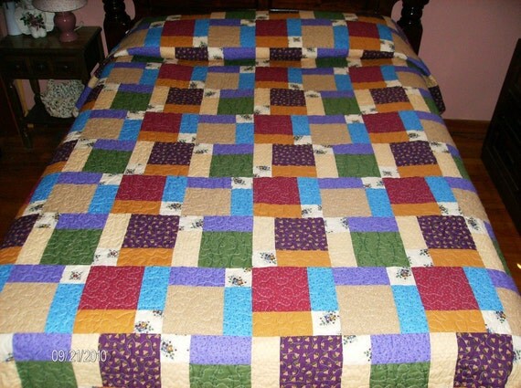 Modified Nine-Patch Pattern Quilt by madeinUSAbyLinda on Etsy