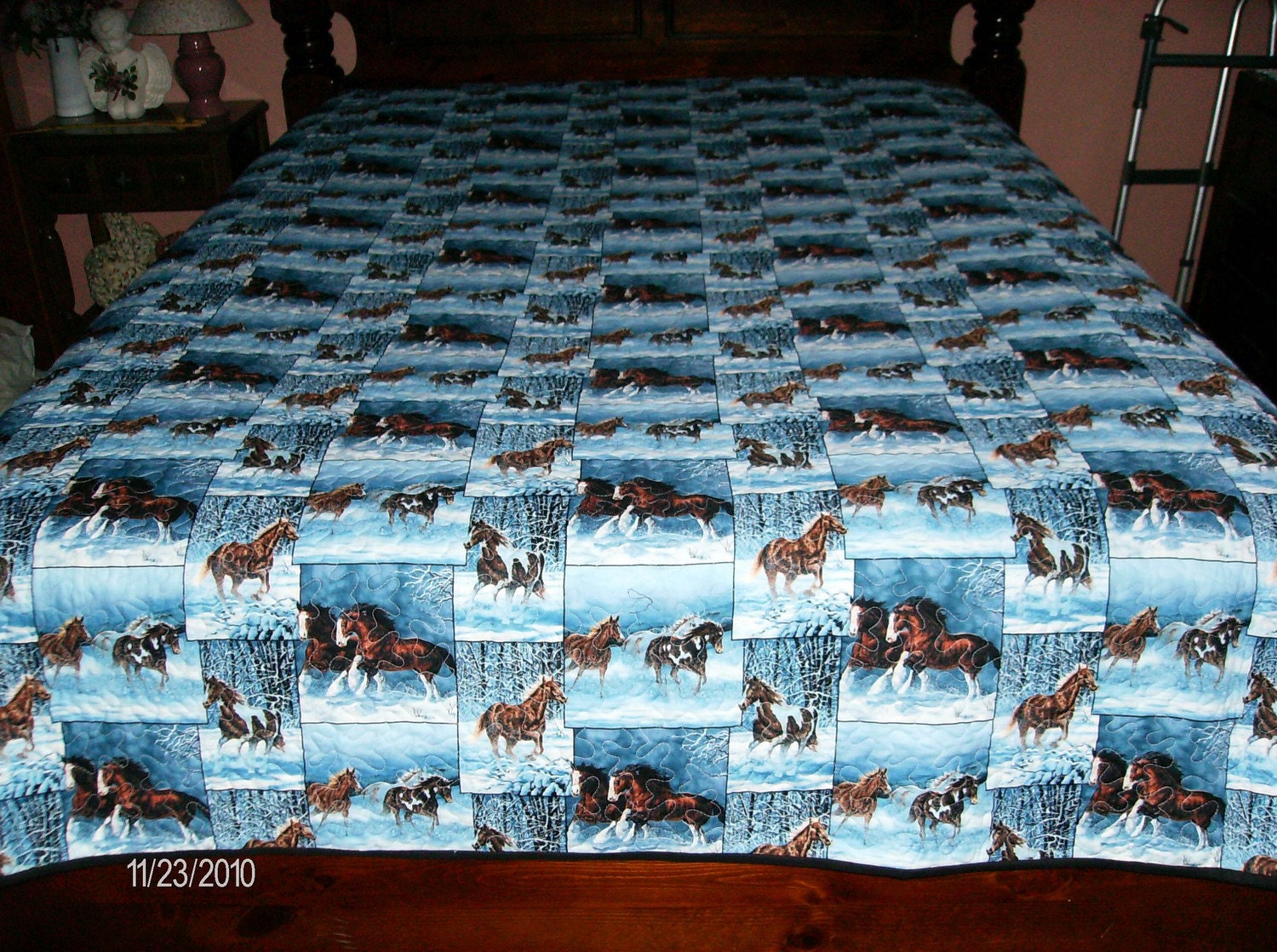 Wild Horses Fabric Queen Quilt By MadeinUSAbyLinda On Etsy   Il Fullxfull.196125647 