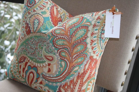 Items similar to PRE ORDER Paisley Pillow Cover Coral 