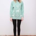 80s Seafoam Ski Trip Sweater with Deer and Tree Print M