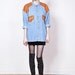 80s Pale Blue Denim Shirt with Brown Leather Yoke and Eagle Embroidery