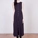 90s Black Cotton Empire Waist Button Down Maxi Dress
