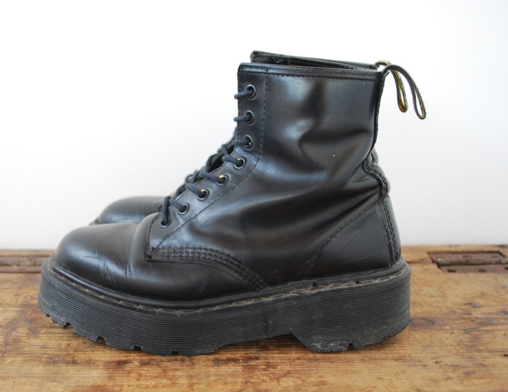 90s Black Dr Martens Super Chunky Platform Leather Boots wmns