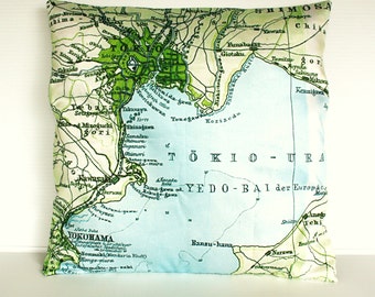 decorative cushion cover map pillow TOKYO cushion cover, map cushion, pillow, 16x16 pillow cover