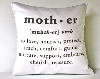 16 x 16 inch MOTHER cushion decorative pillow eco friendly organic cotton cushion cover, pillow, 16", 41cms