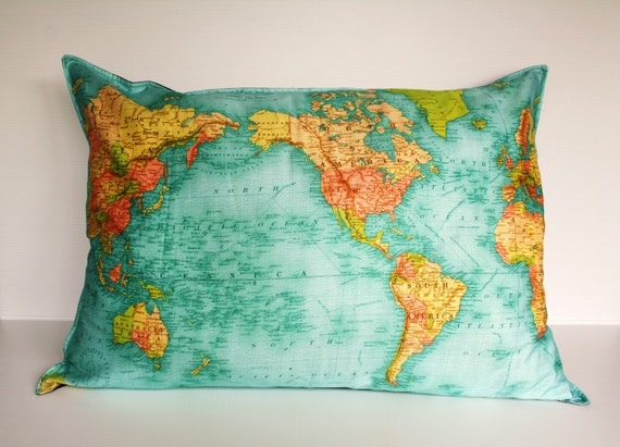 Map World Pillow ... world map cushion, pillow, giant cushion. 