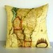 Map print pillow cushion / Organic cotton map/ VERMONT map pillow cover, 16x16 cushion