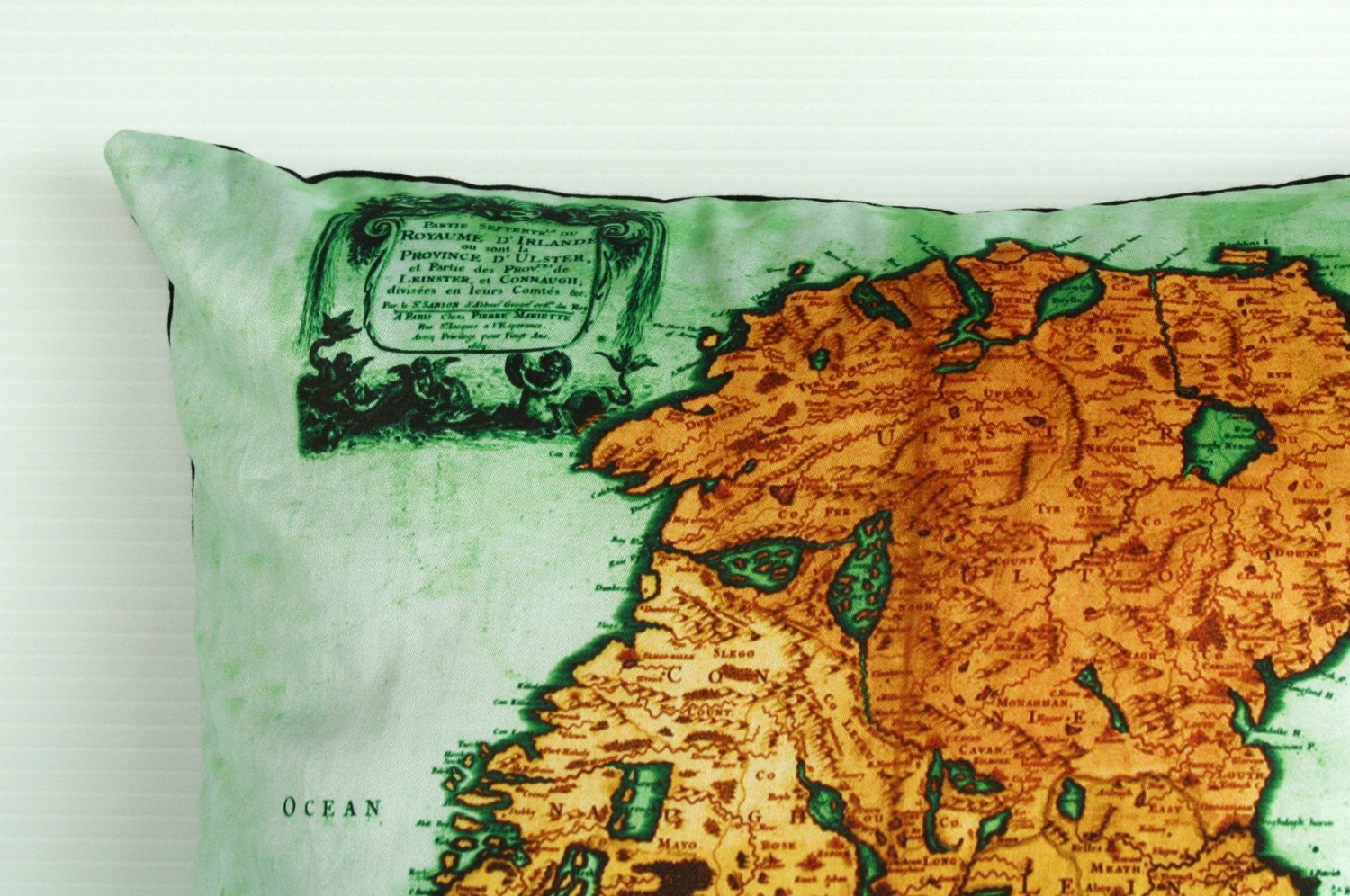 Vintage map/ decorative pillow IRELAND/ Organic cotton cushion
