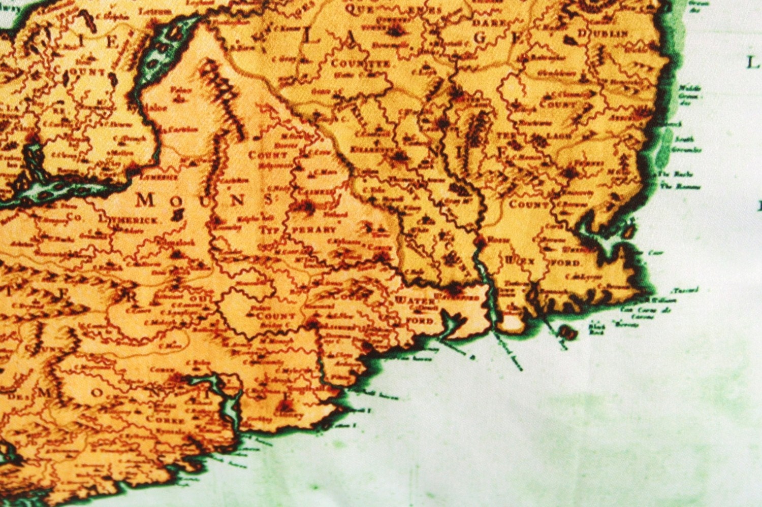 Vintage map/ decorative pillow IRELAND/ Organic cotton cushion