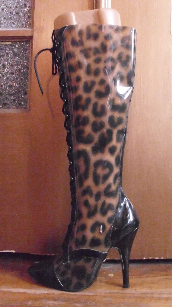 leopard knee high boots