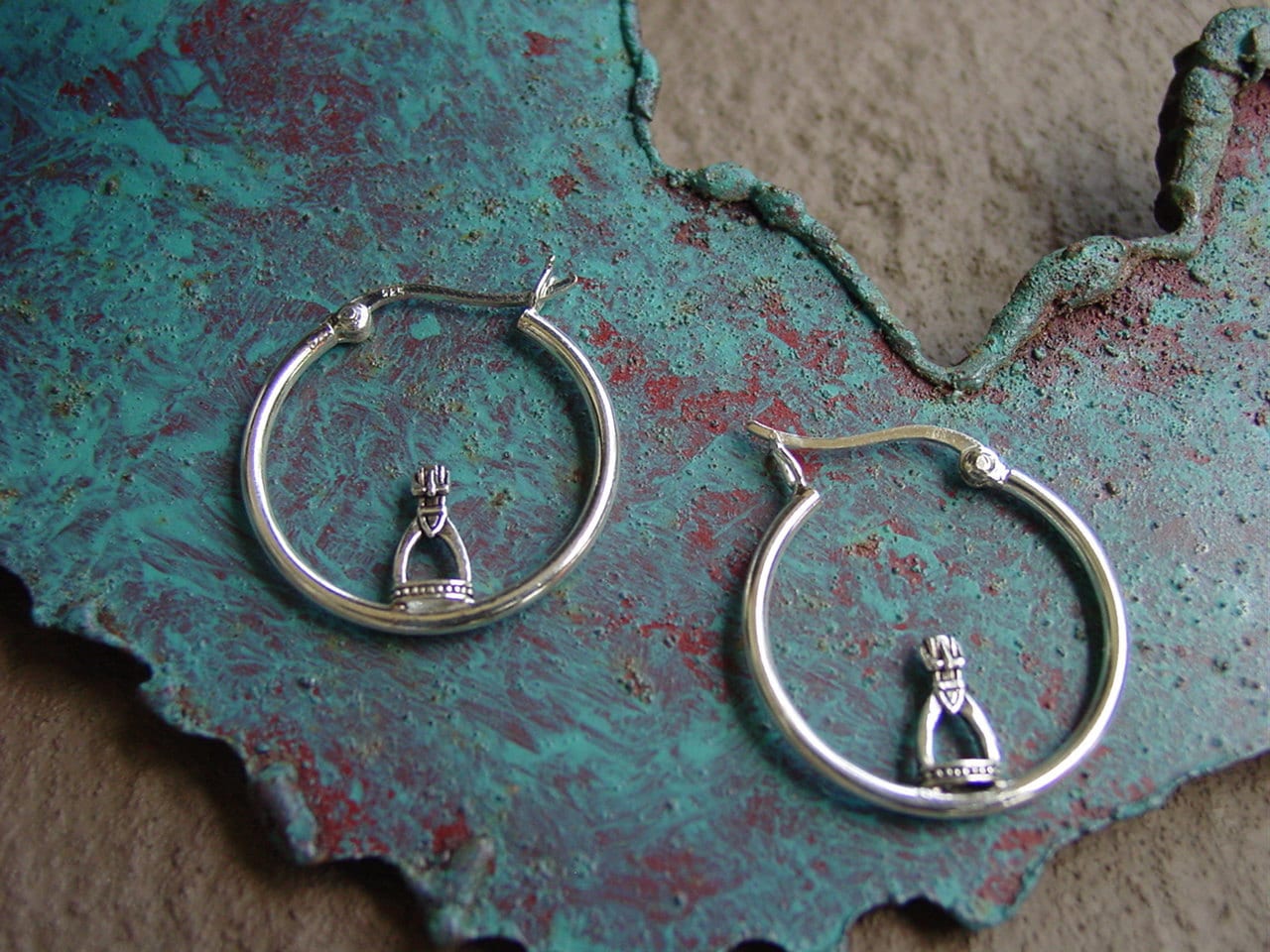 Stirrup Horse in Hoop Earrings Sterling SilverEquestrian