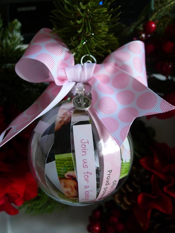 Babys first christmas ornament Birth announcement Baby