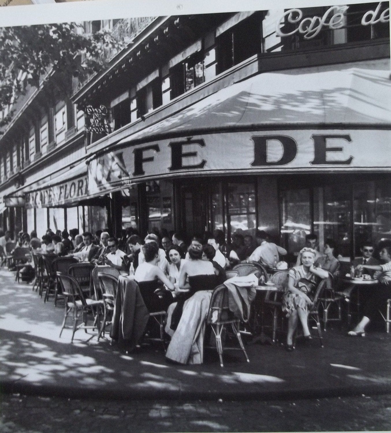 Vintage Print Paris Cafe Scene