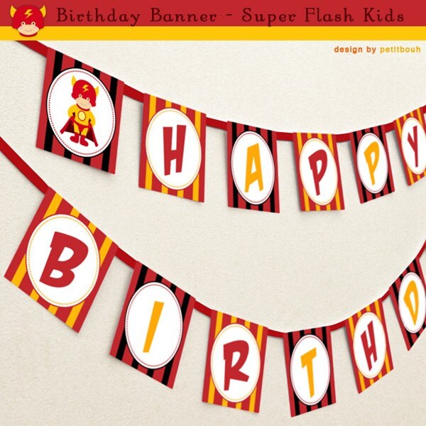 printable happy birthday banner diy super flash theme party