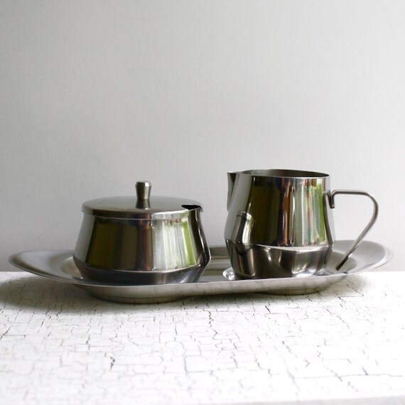 Vintage WMF Cream and Sugar Set Cromargan Germany