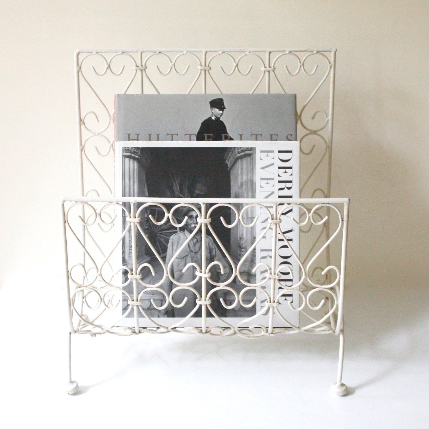 Vintage White Metal Magazine Holder