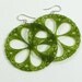 Mossy Green, Floral Filigree Vintage Lucite Earrings, Argentium Silver (.945), AC1434