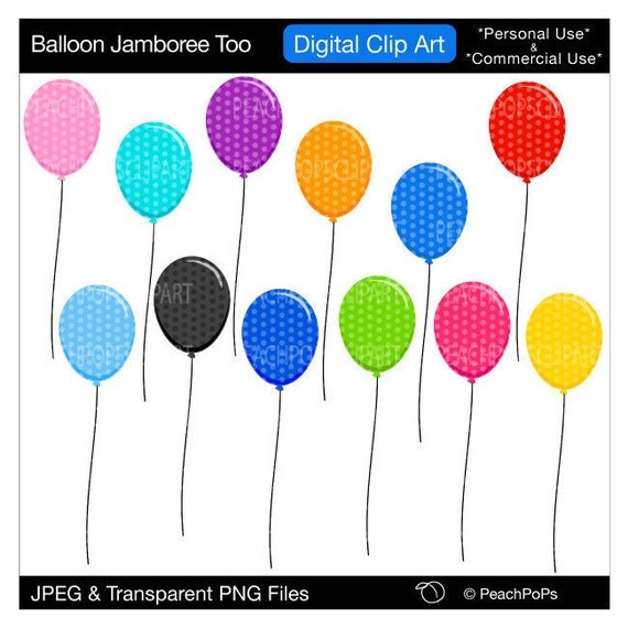 Items similar to balloon clipart clip art party - Balloon Jamboree Too ...