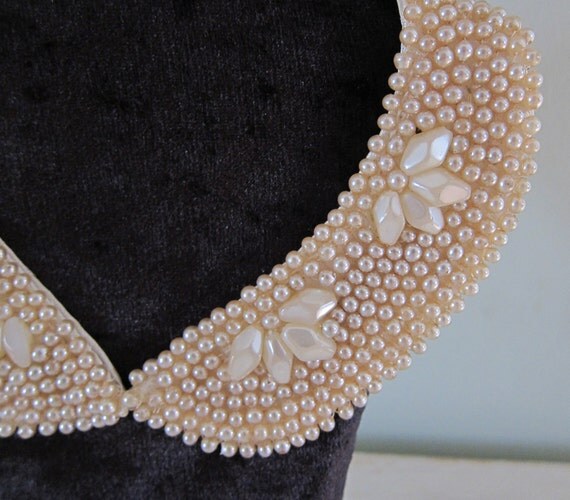 Vintage 1950s Pearl Collar Choker Necklace Lined by BasyaBerkman