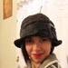 Vintage 1920s Original Black Velvet Cloche w/Gold Brocade & Bakelite Buckle