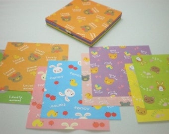 80pcs Cute Animal Print Square Paper Pack for Japanese Origami Paper Crane Folding - 3 x 3