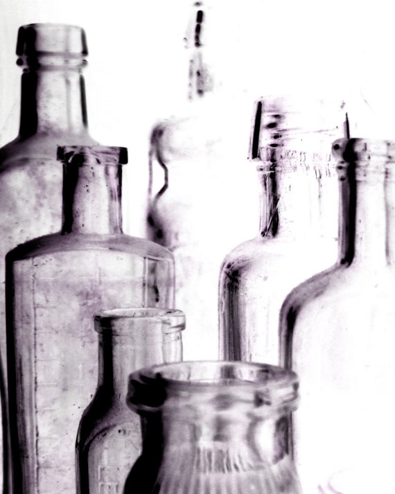 Old Bottles Photography Minimalist Purple 10x8 Print Old Bottles..